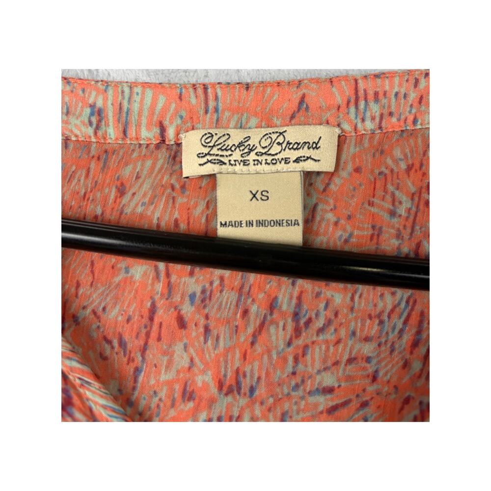 Lucky Brand Sheer Peacock Print Blouse | Boho Sheer Tunic Top | XS - Picture 7 of 7